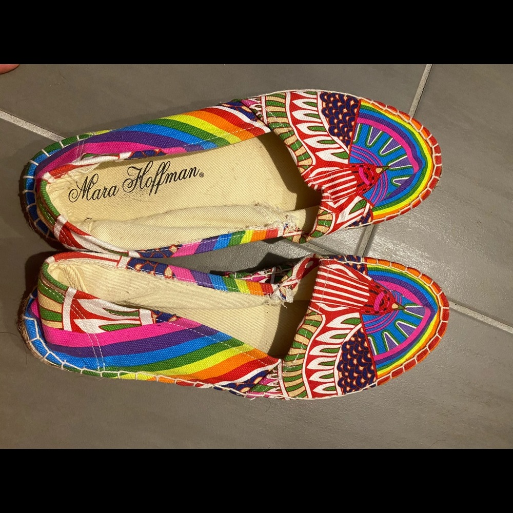 MARA HOFFMAN rainbow colored espadrilles!!
